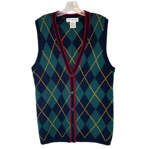 JH Collectibles Argyle Vest Wool Blend Y2K Size Large